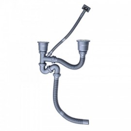 Black Kitchen Sink In 304 Stainless Steel Double Bowl With Soap Dispenser Drain