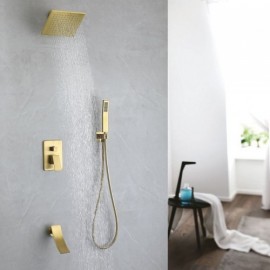 Brushed Gold Recessed Shower Faucet With Waterfall Faucets For Bathroom