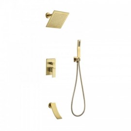 Brushed Gold Recessed Shower Faucet With Waterfall Faucets For Bathroom