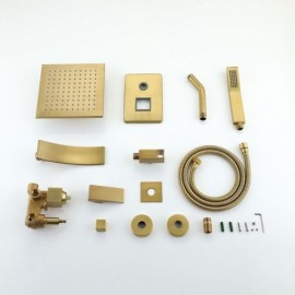 Brushed Gold Recessed Shower Faucet With Waterfall Faucets For Bathroom