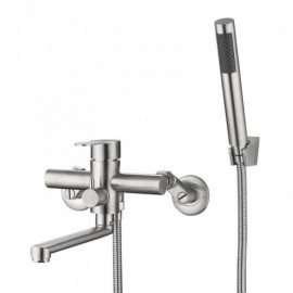 Brushed Stainless Steel Bathtub Mixer With Hand Shower For Bathroom 360° Rotating Water Spout