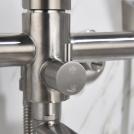 Brushed Stainless Steel Bathtub Mixer With Hand Shower For Bathroom 360° Rotating Water Spout