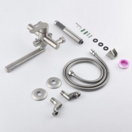 Brushed Stainless Steel Bathtub Mixer With Hand Shower For Bathroom 360° Rotating Water Spout