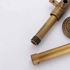 Bronze-Colored Copper Shower System With Shower Faucet And Shower Head For Bathroom