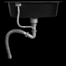 Classic Black Quartz Stone Kitchen Sink Single Bowl Optional Faucet