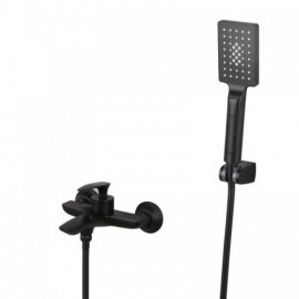 Black/Chrome Copper Wall Mounted Bathtub Mixer For Bathroom