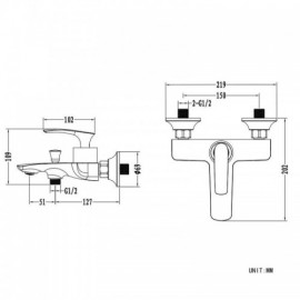 Black/Chrome Copper Wall Mounted Bathtub Mixer For Bathroom