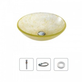 Yellow Countertop Sink In Tempered Glass Mini Style For Bathroom