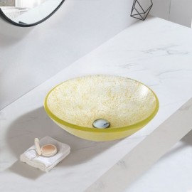 Yellow Countertop Sink In Tempered Glass Mini Style For Bathroom