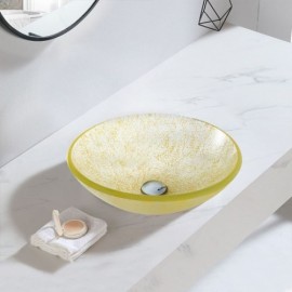 Yellow Countertop Sink In Tempered Glass Mini Style For Bathroom