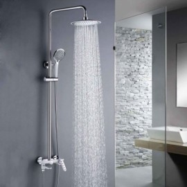 Three-Function Round Shower Faucet For Bathroom Chrome/Chrome+White/Orb