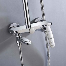 Three-Function Round Shower Faucet For Bathroom Chrome/Chrome+White/Orb
