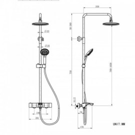 Three-Function Thermostatic Chrome Shower System For Bathroom