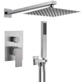 Square Stainless Steel Shower System For Bathroom Black/Brushed Nickel