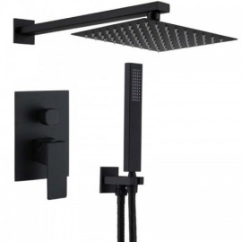 Square Stainless Steel Shower System For Bathroom Black/Brushed Nickel