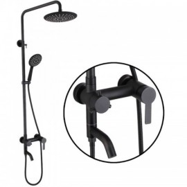 Classic Black Shower Faucet In Stainless Steel For Bathroom Wall Mounting