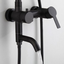 Classic Black Shower Faucet In Stainless Steel For Bathroom Wall Mounting