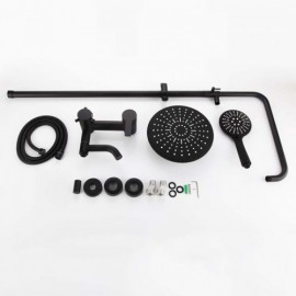 Classic Black Shower Faucet In Stainless Steel For Bathroom Wall Mounting