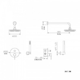 Rose Gold Dual Function Shower Set For Bathroom 3 Sizes For Ceiling Shower Head