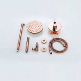 Rose Gold Dual Function Shower Set For Bathroom 3 Sizes For Ceiling Shower Head