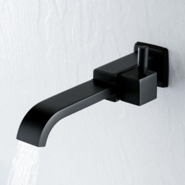 Black Kitchen Faucet Wall Mounted Copper Cold Water Right Hand Switch Handle