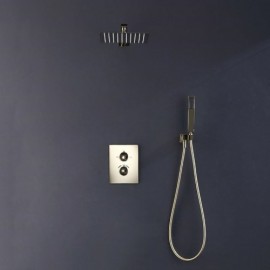 Brushed Gold Finish Thermostatic Shower System For Bathroom For Ceiling Shower Head