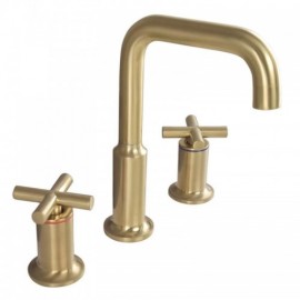 Modern Brushed Gold Copper Basin Mixer 3 Holes 2 Handles