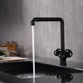 Classic Black Double Handle Modern Kitchen Mixer Faucet