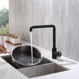 Modern Kitchen Faucet Single Handle Black Classic Cold Hot Water