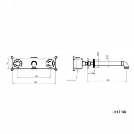 Classic Black Copper Wall Mounted Sink Faucet Double Handle For Bathroom