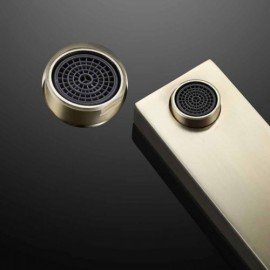 Brushed Gold/Black Wall Mounted Copper Basin Faucet For Bathroom