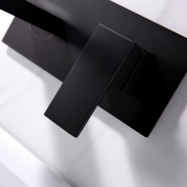 Brushed Gold/Black Wall Mounted Copper Basin Faucet For Bathroom