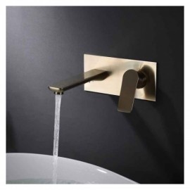 Brushed Gold/Black Copper Wall Mounted Basin Mixer For Bathroom