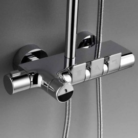 Black/Chrome Thermostatic Shower System For Bathroom Ceiling Shower Head