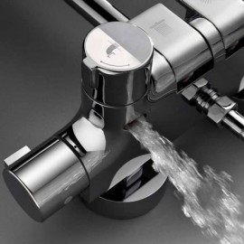 Black/Chrome Thermostatic Shower System For Bathroom Ceiling Shower Head