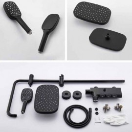 Black/Chrome Thermostatic Shower System For Bathroom Ceiling Shower Head