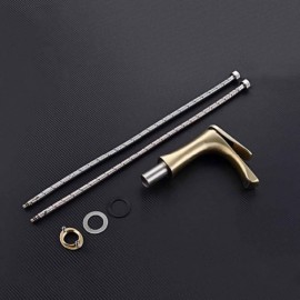 Modern Basin Faucet Brushed Gold/Chrome Single Handle