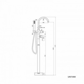 Floor-Standing Bathtub Mixer In Gold Stainless Steel For Bathroom