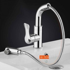 Modern Sink Faucet With Hand Shower For Bathroom Black/Chrome