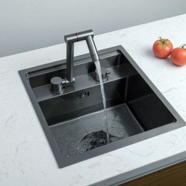 Concealed Stainless Steel Sink With Mixer Faucet Single Bowl With Lid