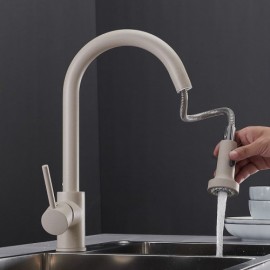 Oat-Colored Pull-Out Kitchen Mixer