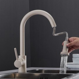 Oat-Colored Pull-Out Kitchen Mixer