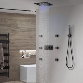 Black Recessed Hot And Cold Water Shower Faucet For Bathroom