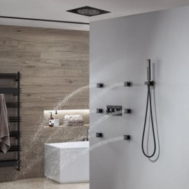 Black Recessed Hot And Cold Water Shower Faucet For Bathroom