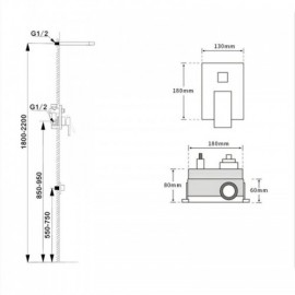 Chrome Led Shower Faucet For Bathroom 3 Sizes Available For Ceiling Shower Head