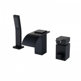 Bathtub Mixer Black Nickel Plating 1 Handle 3 Holes For Bathroom