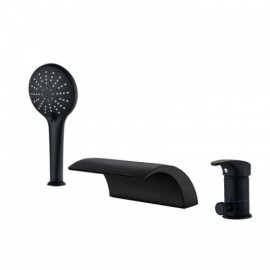 Black Waterfall Bathtub Mixer With Hand Shower For Bathroom