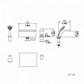 Black Waterfall Bathtub Mixer With Hand Shower For Bathroom