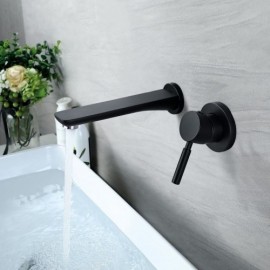 Classic Black Wall Mounted Bathroom Sink Faucet Single Handle