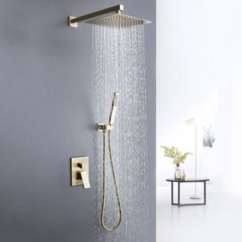 Brushed Gold Copper Shower Faucet For Bathroom Top Spray 3 Sizes
